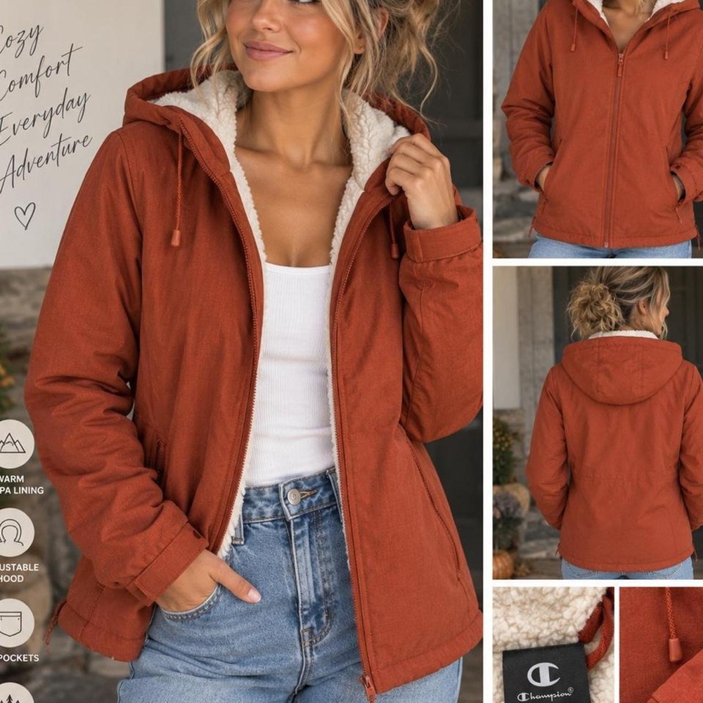 🍂 Champion Sherpa-Lined Hooded Jacket